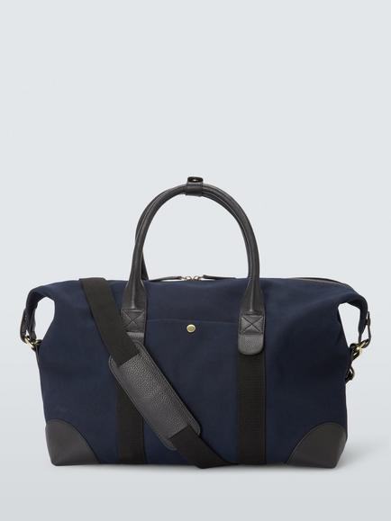 John Lewis Cotton Canvas Overnighter Bag, Navy