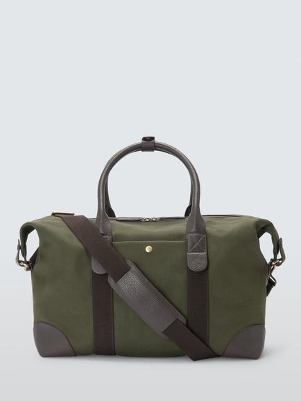 John Lewis Cotton Canvas Overnighter Bag, Olive