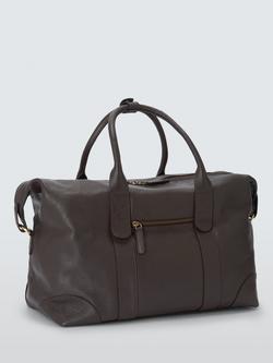 John Lewis Leather Overnight Holdall Bag - view 2, Dark Brown