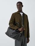 John Lewis Leather Overnight Holdall Bag, Black