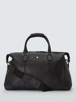 John Lewis Leather Weekender Bag, Black