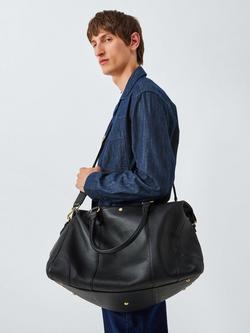 John Lewis Leather Weekender Bag - view 2, Black