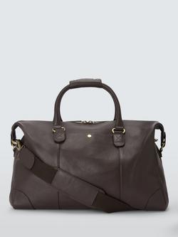John Lewis Leather Weekender Bag, Dark Brown