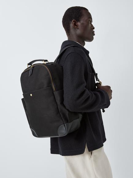 John Lewis Cotton Canvas Backpack - view 2, Black