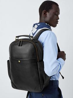 John Lewis Leather Backpack - view 2, Black