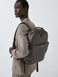 John Lewis Leather Backpack, Dark Brown