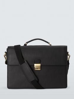 John Lewis Leather Briefcase, Black