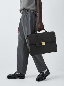 John Lewis Leather Briefcase - view 2, Black