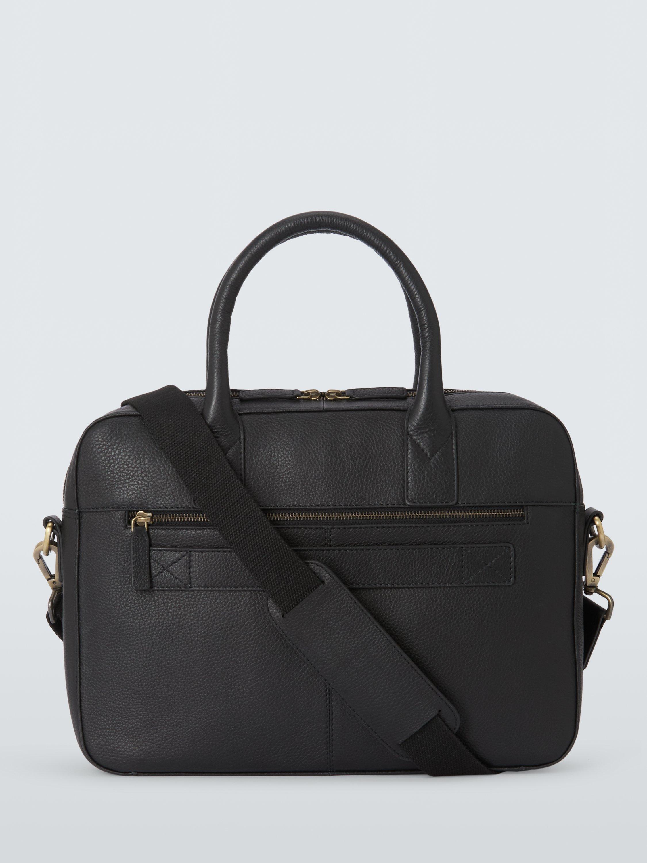 Product image 1 of 6, which shows John Lewis Leather Laptop Briefcase, Black