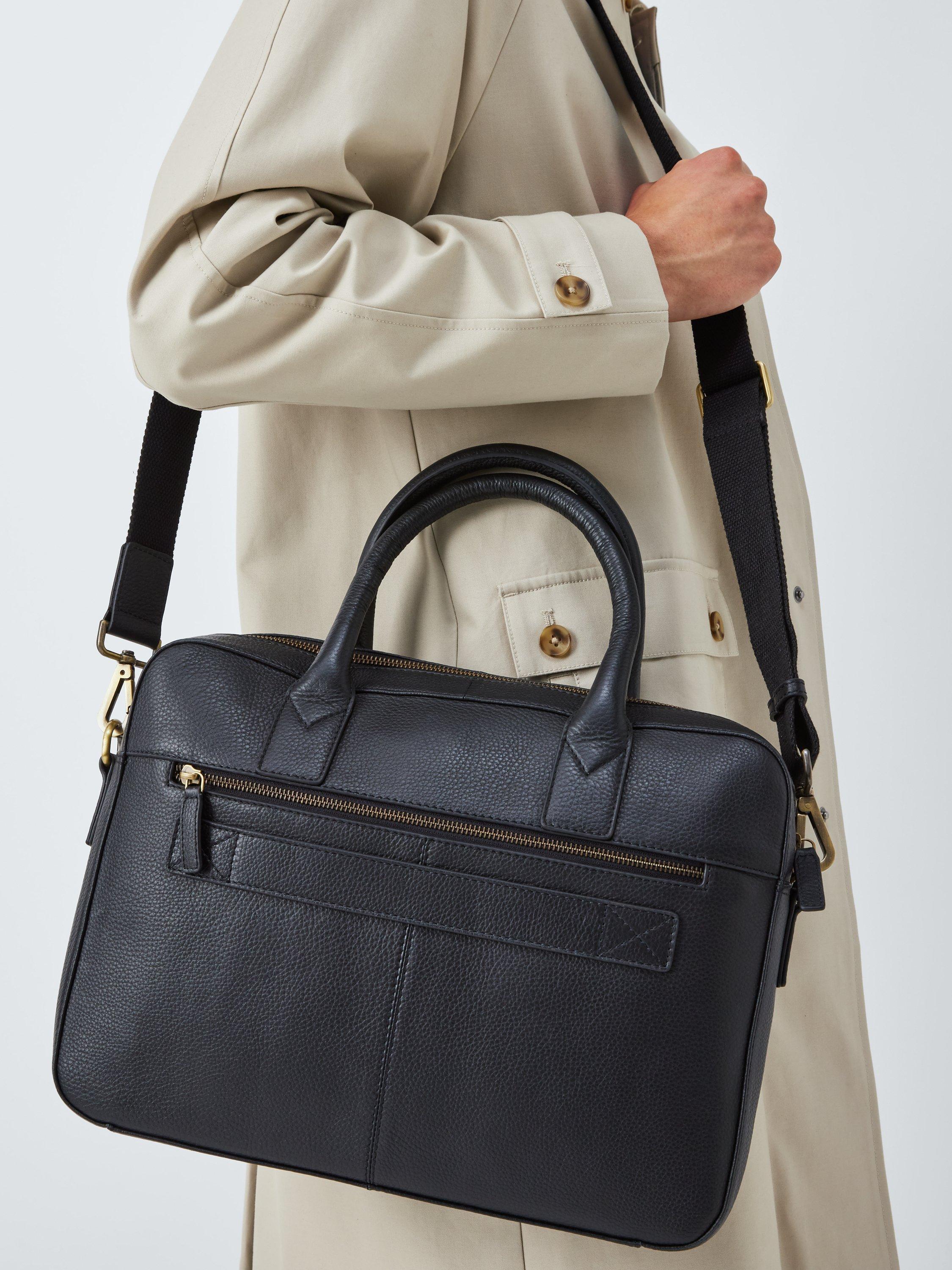 Product image 5 of 6, which shows John Lewis Leather Laptop Briefcase, Black