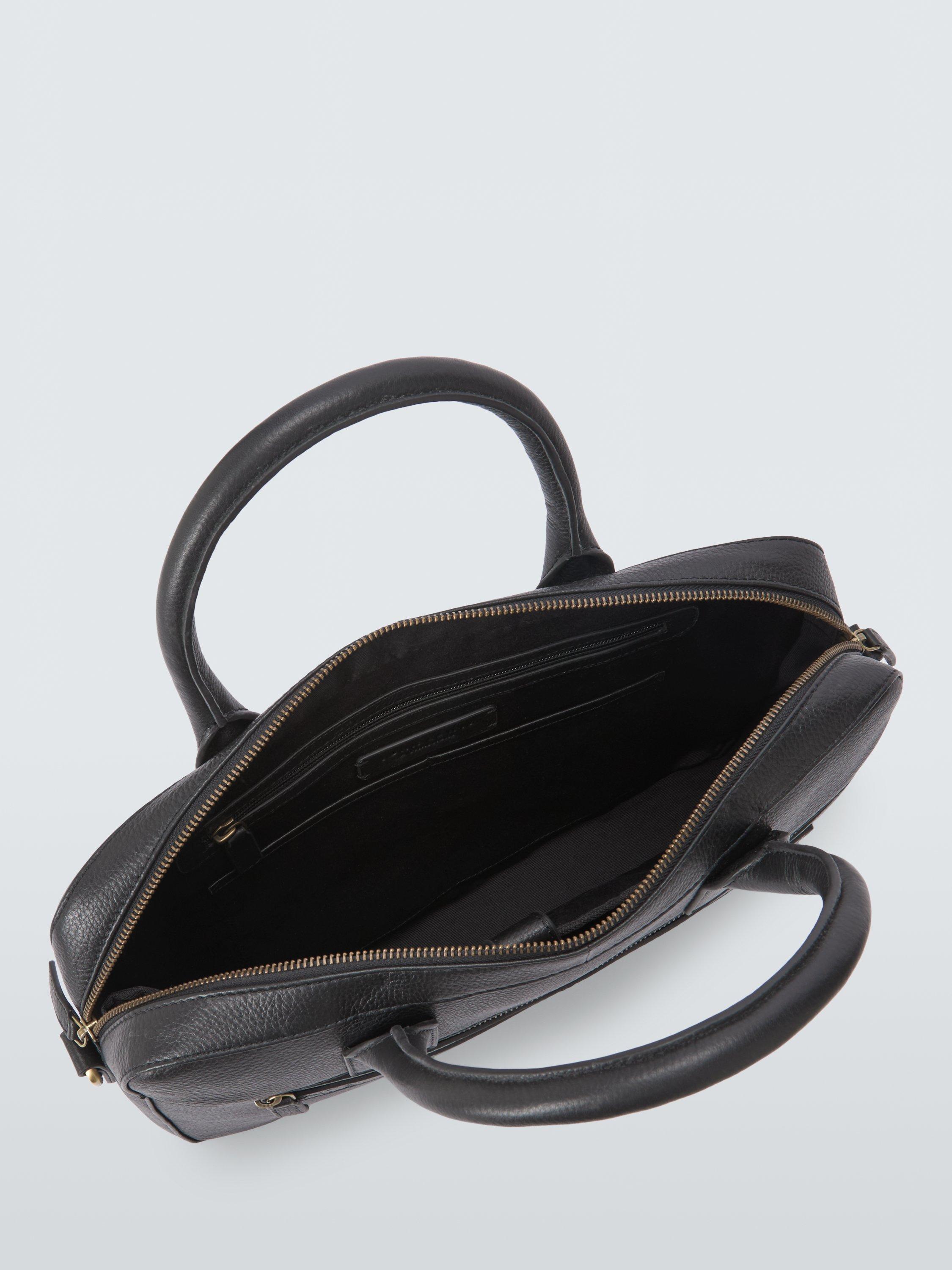 Product image 3 of 6, which shows John Lewis Leather Laptop Briefcase, Black