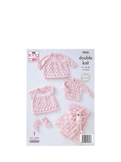 King Cole Little Treasures Baby Dress, Cardigan, Blanket and Booties Knitting Pattern, 5856 - view 2, Multi