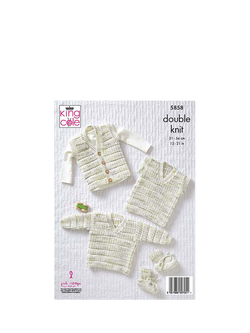 King Cole Little Trasures Baby Cardigan, Waistcoat, Sweater, Tank Top and Booties Knitting Pattern, 5858 - view 2, Multi
