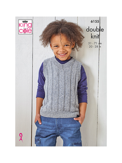 King Cole Simply Denim DK Kids' Sweater and Slipover Knitting Pattern, 6155, Multi