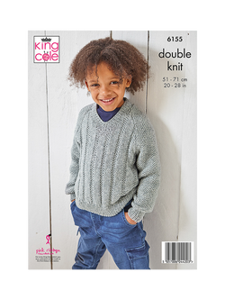 King Cole Simply Denim DK Kids' Sweater and Slipover Knitting Pattern, 6155 - view 2, Multi