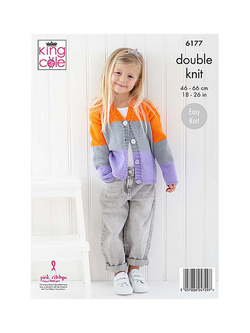 King Cole Cherished DK Kids' Cardigans Knitting Pattern, 6177 - view 2, Multi