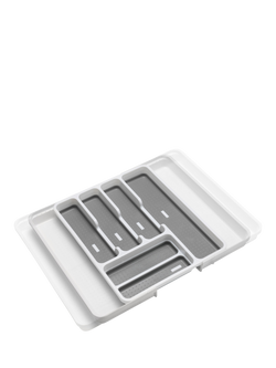 ADDIS Extendable Drawer Organiser, White/Grey, White & Grey