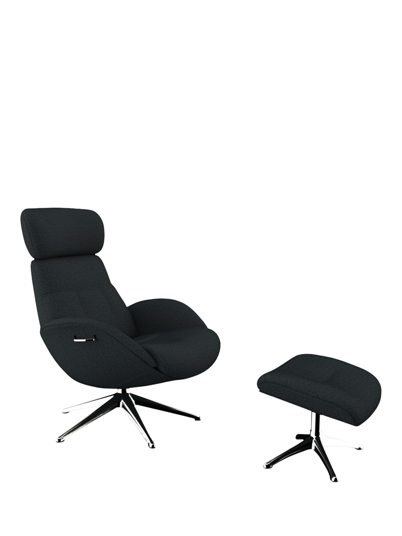 Elegant Range, Flexlux Elegant Relax Recliner Chair and Footstool, Polished Aluminium Leg, Copparo Deep Forest Grey