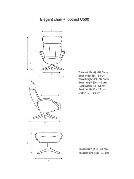 Flexlux Elegant Relax Recliner Chair and Footstool, Polished Aluminium Leg - view 2, Dakota Modern Cognac Brown