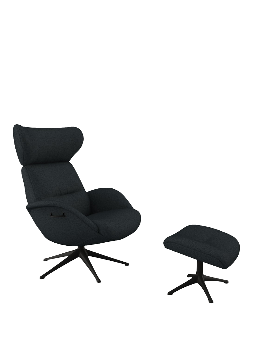 More Range, Flexlux More Relax Recliner Chair and Footstool, Black Leg, Copparo Deep Forest Grey