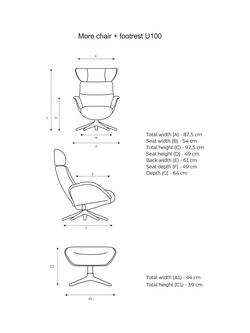 Flexlux More Relax Recliner Chair and Footstool, Black Leg - view 2, Dakota Old Chestnut Brown