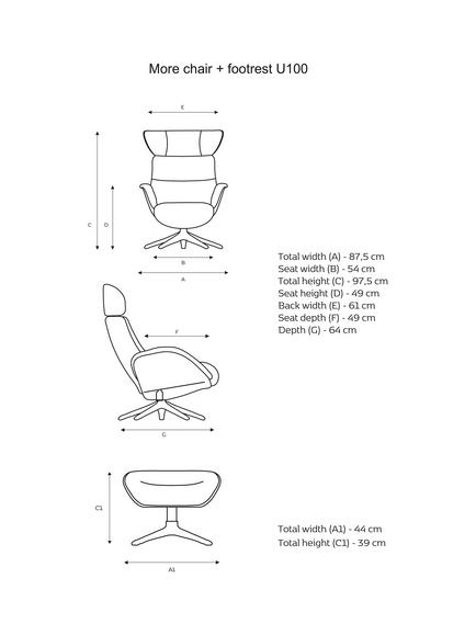 Flexlux More Relax Recliner Chair and Footstool, Black Leg - view 2, Dakota Old Chestnut Brown