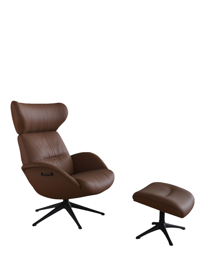 More Range, Flexlux More Relax Recliner Chair and Footstool, Black Leg, Dakota Old Chestnut Brown