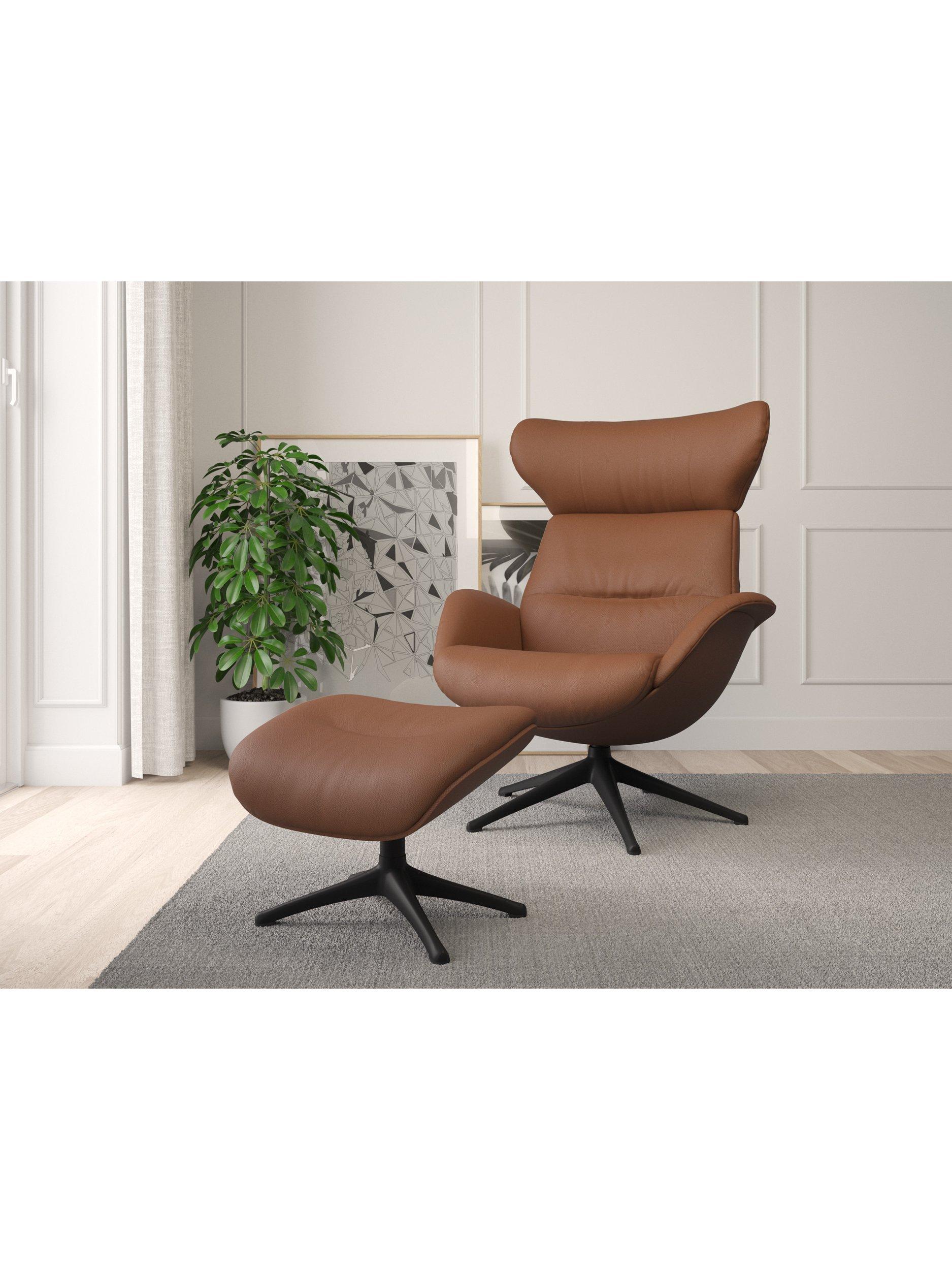 More Range, Flexlux More Relax Recliner Chair and Footstool, Black Leg, Dakota Old Chestnut Brown