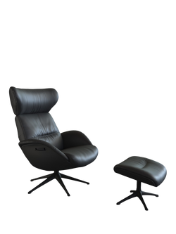 Flexlux More Relax Recliner Chair and Footstool, Black Leg, Savoy Platin Black