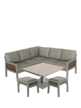 LG Outdoor Havana 7-Seater Corner Garden Compact Modular Dining Set with Square Height Adjustable Table, Natural