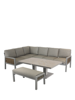 LG Outdoor Havana 8-Seater Corner Garden Modular Dining Set with Rectangular Height Adjustable Table, Natural