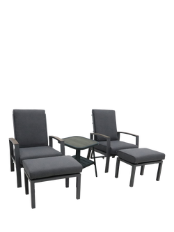 LG Outdoor Monza 2-Seater Garden Side Table & Reclining Chairs Set, Graphite, 