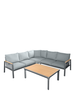 LG Outdoor Sanctuary Rope 5-Seater Modular Corner Garden Lounge Set, Grey, Aluminium And Wood