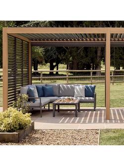 LG Outdoor Sanctuary Rope 5-Seater Modular Corner Garden Lounge Set, Grey - view 2, Aluminium And Wood