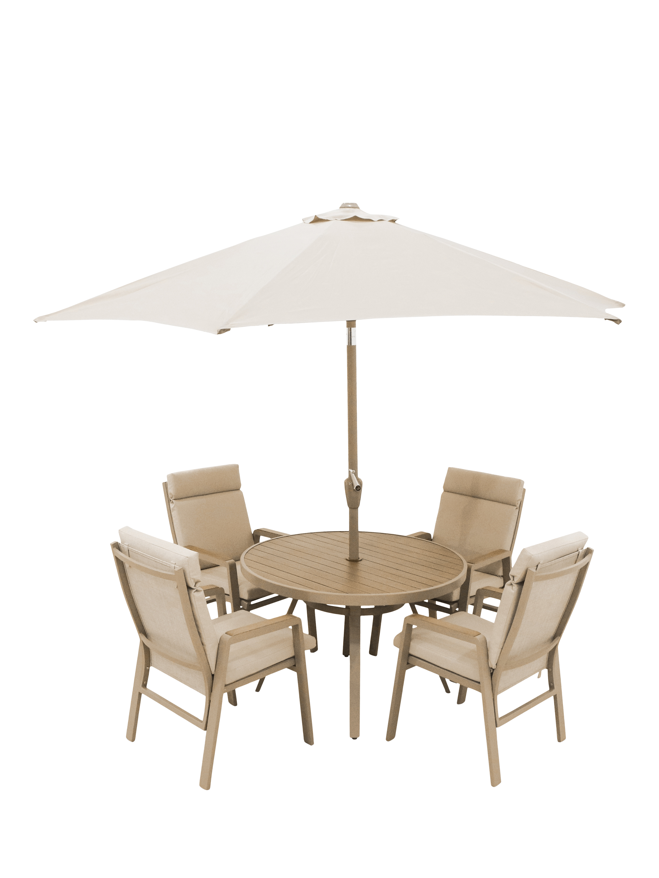 LG Outdoor Sorrento 4-Seater Round Garden Dining Table & Chairs Set with Parasol