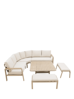 LG Outdoor Sorrento 9-Seater Large Square Modular Garden Dining Set with Adjustable Table