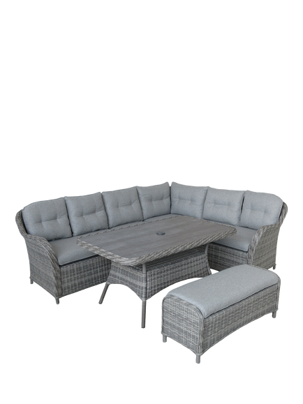 LG Outdoor St Tropez 8-Seater Garden Rectangular Casual Dining Table Set, Stone, 
