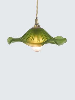 John Lewis Frenchie Ribbed Glass Easy-to-Fit Ceiling Shade, Green