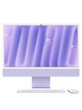 2024 Apple iMac 24 All-in-One, M4 Processor, 16GB RAM, 512GB SSD, 10‑Core GPU, 23.5” 4.5K, Purple