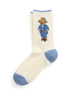Ralph Lauren Polo Bear Crew Socks, White, White