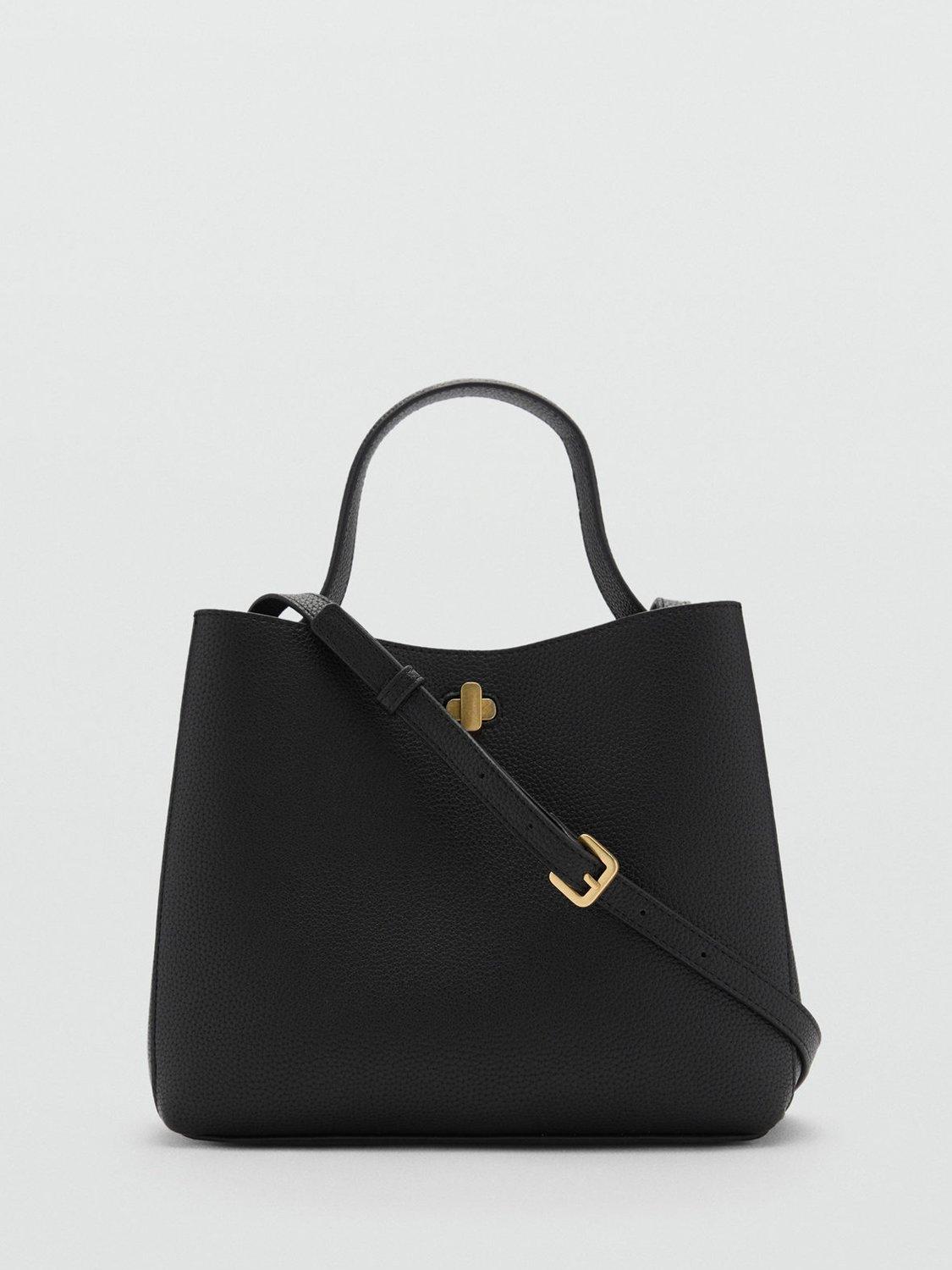 Mango Pedra Faux Leather Crossbody Bag, Black