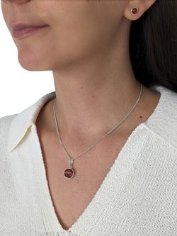 Be-Jewelled Baltic Amber Stud Earrings - view 2, Silver/Cognac