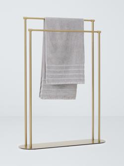 Elegance Freestanding Double Towel Rail, Brushed Brass - view 2, Brushed Brass