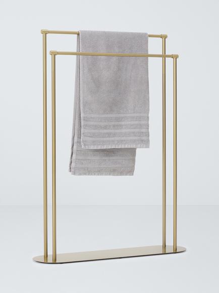 Elegance Freestanding Double Towel Rail, Brushed Brass - view 2, Brushed Brass