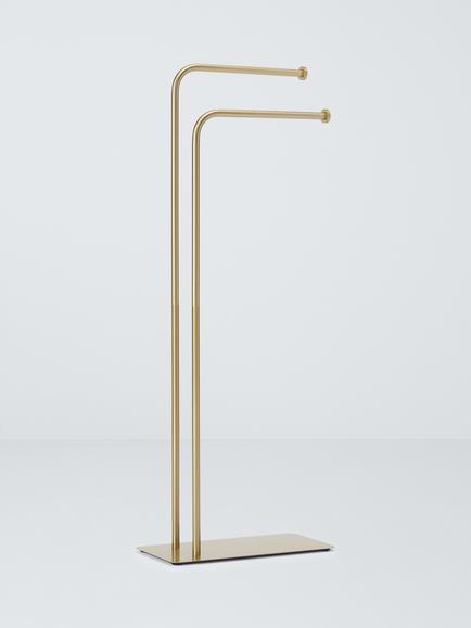 John Lewis Opus Freestanding Bathroom Towel Rail, Brushed Brass