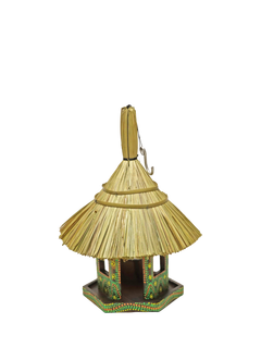 Wildlife World Bali Artisan Hexagonal Thatched Bird Table, Green