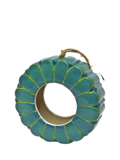 Wildlife World Hanging Ceramic African Daisy Bird Feeder, Blue