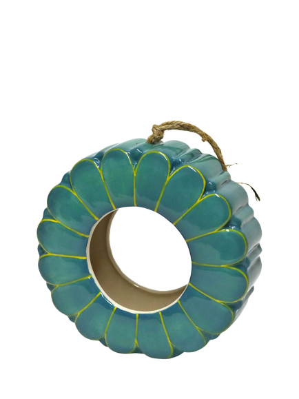Wildlife World Hanging Ceramic African Daisy Bird Feeder, Blue, Blue
