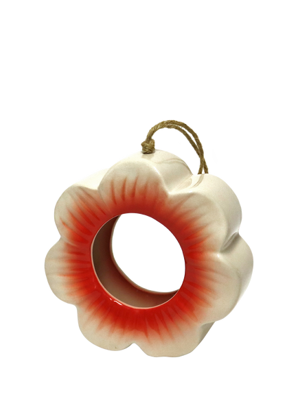 Wildlife World Hanging Ceramic Wild Poppy Bird Feeder, Red, Red