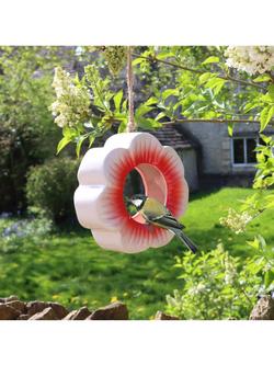 Wildlife World Hanging Ceramic Wild Poppy Bird Feeder, Red - view 2, Red